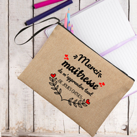 Dziękuję pani makijaż nauczyciel etui Merci Maîtresse nauczyciel worek do przechowywania kosmetyczka torebka woreczki z zamkiem prezent dla nauczycieli 1